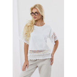 Bluzka z krótkim rękawem i wykończeniem z gipiury