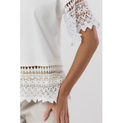 Bluzka z krótkim rękawem i wykończeniem z gipiury