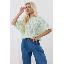 Luźny sweter z szerokimi rękawami i ozdobnym splotem