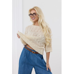 Ażurowy sweterek z rękawem 3/4