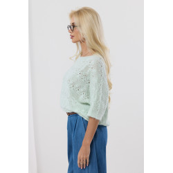 Ażurowy sweterek z rękawem 3/4
