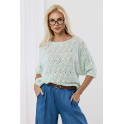 Ażurowy sweterek z rękawem 3/4