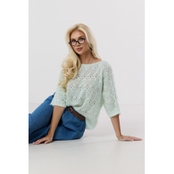 Ażurowy sweterek z rękawem 3/4