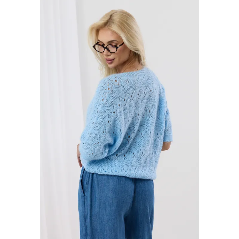 Ażurowy sweterek z rękawem 3/4