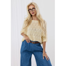 Ażurowy sweterek z rękawem 3/4