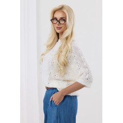 Ażurowy sweterek z rękawem 3/4