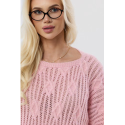 Luźny sweter z szerokimi rękawami i ozdobnym splotem