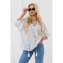 Luźna bluzka boho w polne kwiaty