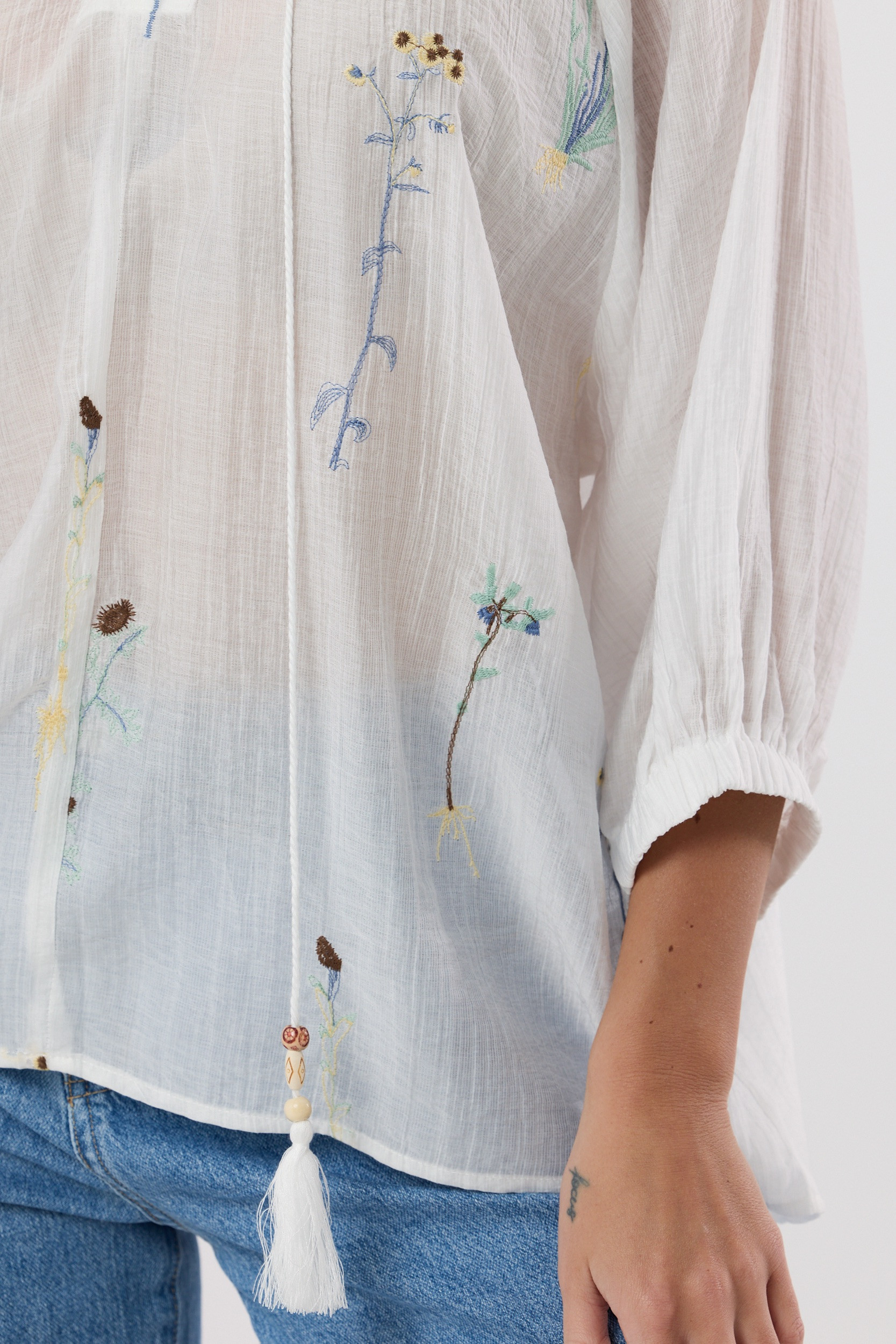 Luźna bluzka boho w polne kwiaty