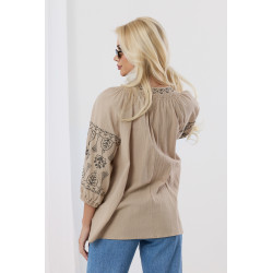 Bluzka boho z haftem i chwostami