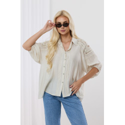 Koszula z bawełny z ozdobnym haftem na ramionach