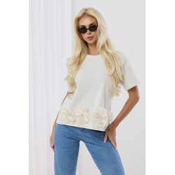 Bluzka z aplikacjami róż na dole