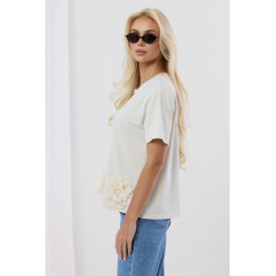 Bluzka z aplikacjami róż na dole