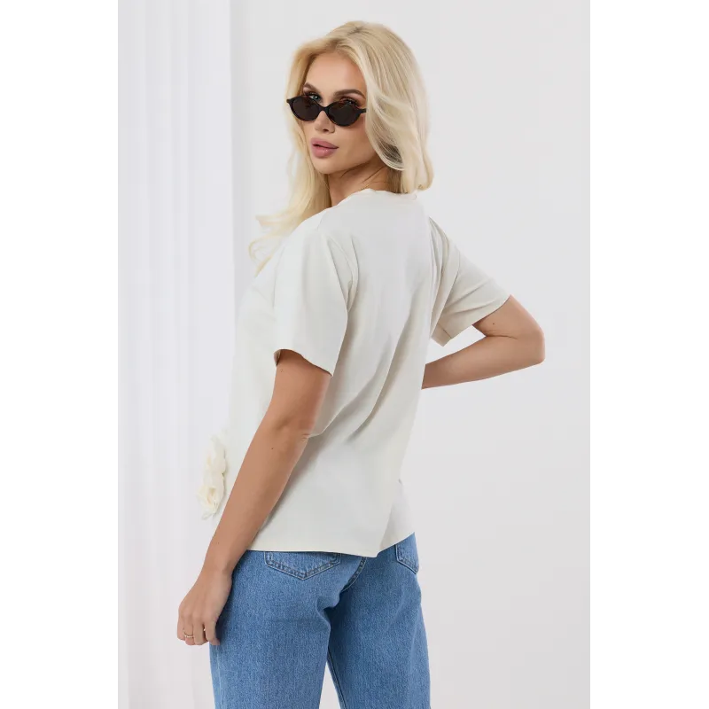 Bluzka z aplikacjami róż na dole