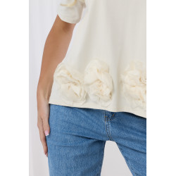 Bluzka z aplikacjami róż na dole