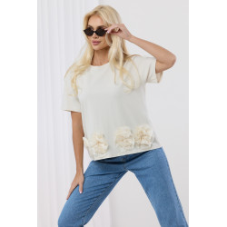 Bluzka z aplikacjami róż na dole