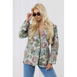 Żakardowa marynarka w kwiatowy wzór