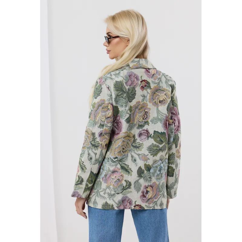 Żakardowa marynarka w kwiatowy wzór