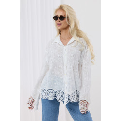 Koszula z ażurowym haftem i koronkowym dołem