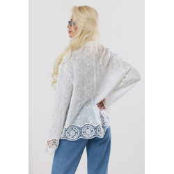 Koszula z ażurowym haftem i koronkowym dołem
