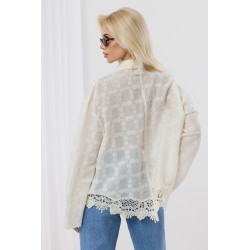 Lekka koszula z długim rękawem i koronkowym dołem