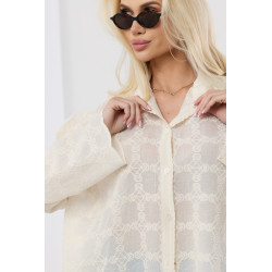 Lekka koszula z długim rękawem i koronkowym dołem