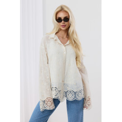 Koszula z ażurowym haftem i koronkowym dołem