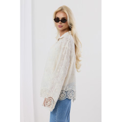 Koszula z ażurowym haftem i koronkowym dołem