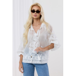 Bluzka boho z haftem i wiązaniem