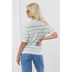 Ażurowy sweter w pastelowe paski