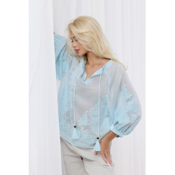 Bluzka boho z haftem i wiązaniem