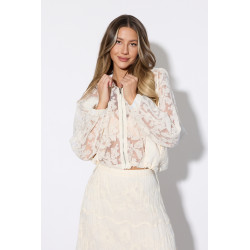 Koronkowa bluza typu bomber z kapturem