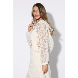 Koronkowa bluza typu bomber z kapturem