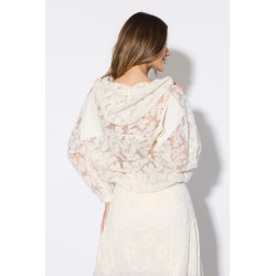 Koronkowa bluza typu bomber z kapturem
