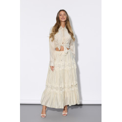 Długa spódnica warstwowa z haftem i falbanami