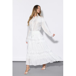 Długa spódnica warstwowa z haftem i falbanami