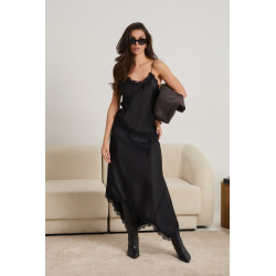 SATYNOWY TOP WYKOŃCZONY KORONKĄ