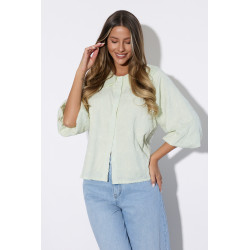 Haftowana koszula z podwójnym kołnierzem i bufkami