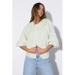 Haftowana koszula z podwójnym kołnierzem i bufkami