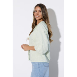 Haftowana koszula z podwójnym kołnierzem i bufkami