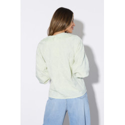 Haftowana koszula z podwójnym kołnierzem i bufkami