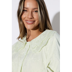 Haftowana koszula z podwójnym kołnierzem i bufkami