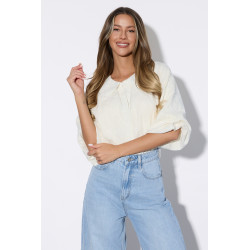 Haftowana koszula z podwójnym kołnierzem i bufkami