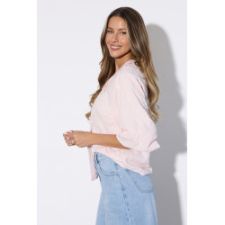 Haftowana koszula z podwójnym kołnierzem i bufkami