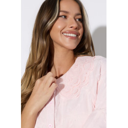 Haftowana koszula z podwójnym kołnierzem i bufkami