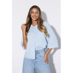 Haftowana koszula z podwójnym kołnierzem i bufkami