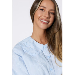 Haftowana koszula z podwójnym kołnierzem i bufkami