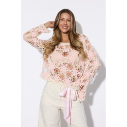 Ażurowa bluzka w stylu boho w kwiaty