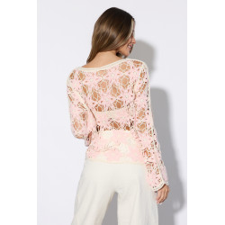 Ażurowa bluzka w stylu boho w kwiaty