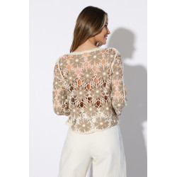 Ażurowa bluzka w stylu boho w kwiaty